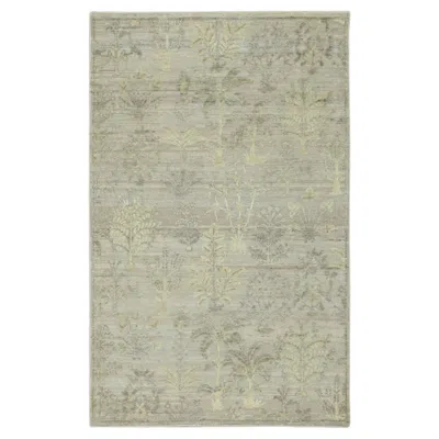 Pre-owned Rug & Kilim Contemporary Block Print Floral Natural Silk Runner By , India In Brown