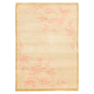Pre-owned Rug & Kilim Contemporary Chinese Deco Style Gold, Pink & Beige Wool Rug By