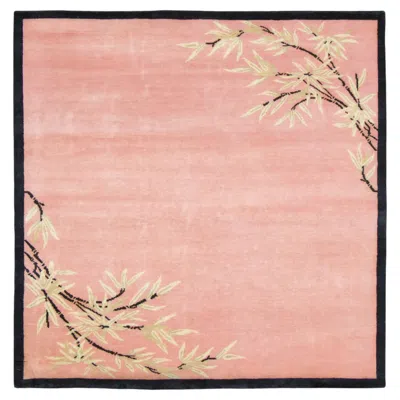 Pre-owned Rug & Kilim Contemporary Chinese Deco Style Square Floral Wool Rug By  In Orange