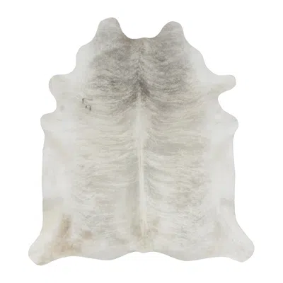 Pre-owned Rug & Kilim 's Contemporary Cowhide In Cream Hues And Gray Accents In White