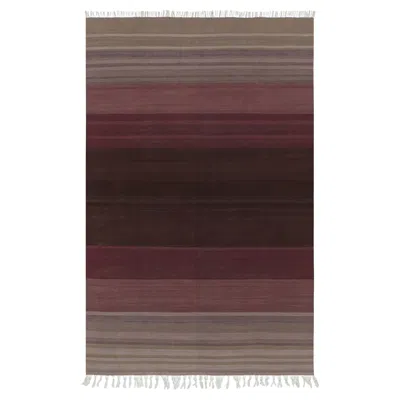 Pre-owned Rug & Kilim 's Contemporary Dhurrie Rug In Ombre Stripes In Black