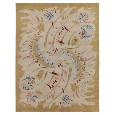 Pre-owned Rug & Kilim Contemporary French Art Deco Style Abstract Wool Rug By , India In Brown