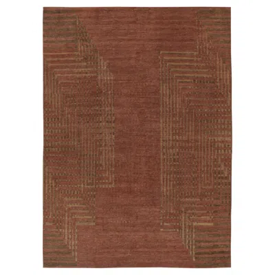 Pre-owned Rug & Kilim Contemporary French Art Deco Style Geometric Wool Rug, By , India In Brown