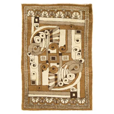 Pre-owned Rug & Kilim Contemporary French Geometric Brown Wool Rug By , France