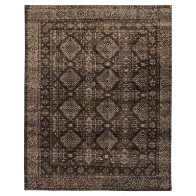 Pre-owned Rug & Kilim Contemporary Geometric Wool Rug In Black & Beige By , India
