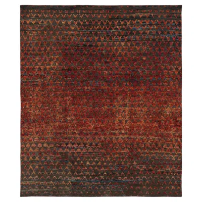 Pre-owned Rug & Kilim Contemporary Gradient Geometric Wool & Natural Silk Rug By , India In Brown
