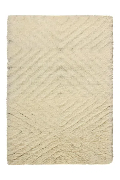 Pre-owned Rug & Kilim 's Contemporary High Pile Rug In Beige With Geometric Design In Brown