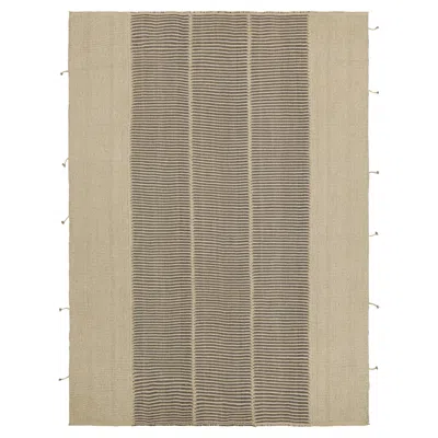 Pre-owned Rug & Kilim 's Contemporary Kilim In Beige And Gray Textural Stripes
