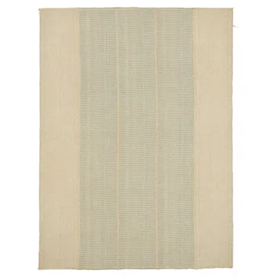Pre-owned Rug & Kilim 's Contemporary Kilim In Cream White And Blue Textural Stripes