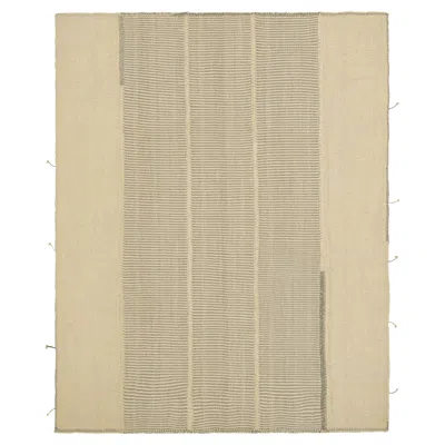 Pre-owned Rug & Kilim 's Contemporary Kilim In Cream White And Gray Textural Stripes