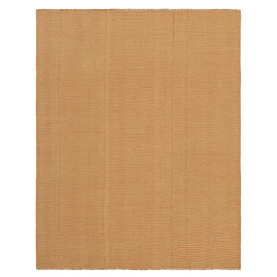 Pre-owned Rug & Kilim 's Contemporary Kilim In Orange And Beige Textural Stripes