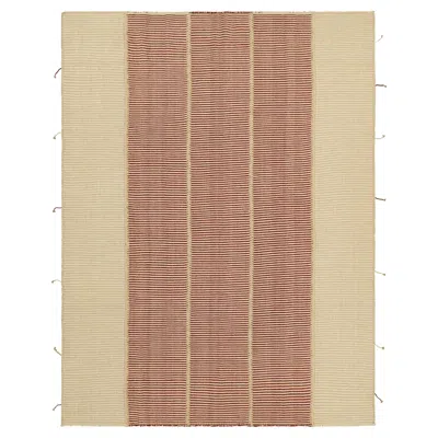 Pre-owned Rug & Kilim 's Contemporary Kilim In Red And Beige Textural Stripes