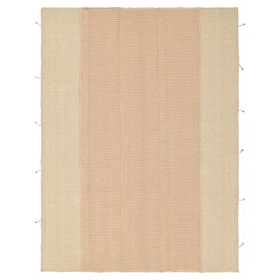 Pre-owned Rug & Kilim 's Contemporary Kilim With Textural Beige And Pink Stripes