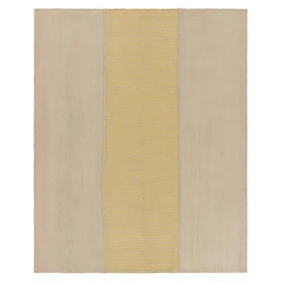 Pre-owned Rug & Kilim 's Contemporary Kilim With Textural Beige And Yellow Stripes