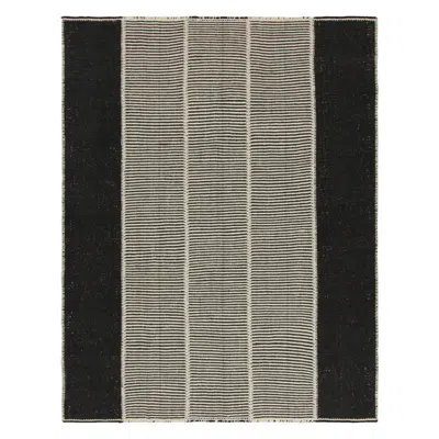 Pre-owned Rug & Kilim 's Contemporary Kilim With Textural Black And Cream White Stripes