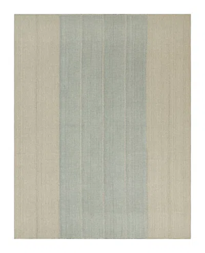 Pre-owned Rug & Kilim 's Contemporary Kilim With Textural Sky Blue And Cream Stripes In White