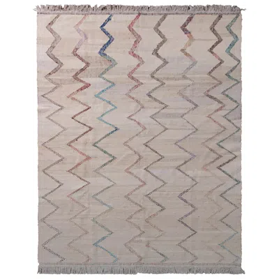 Pre-owned Rug & Kilim 's Contemporary Kilim Wool Beige Brown Chevron Pattern