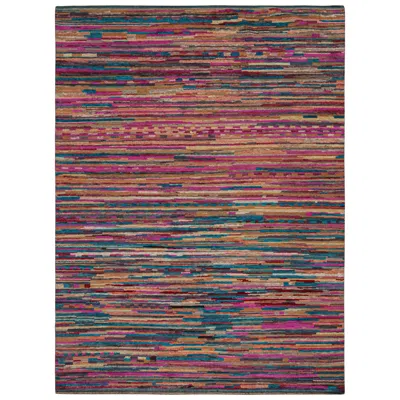 Pre-owned Rug & Kilim 's Contemporary Moroccan Style Rug In Multicolor Stripes In Brown