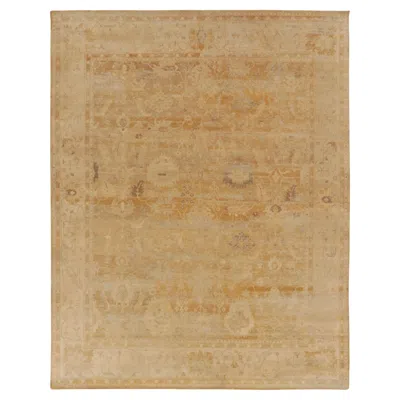 Pre-owned Rug & Kilim Contemporary Oversized Oushak Floral Rug In Gold, By , India In Brown