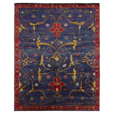 Pre-owned Rug & Kilim Contemporary Persian Style Floral Natural Silk Rug By , India In Black