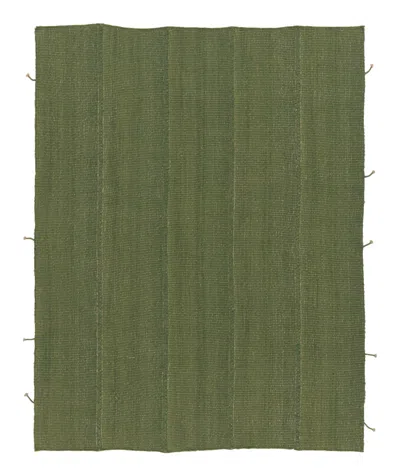Pre-owned Rug & Kilim 's Contemporary Rez Kilim Flatweave Rug With Green Striped Design