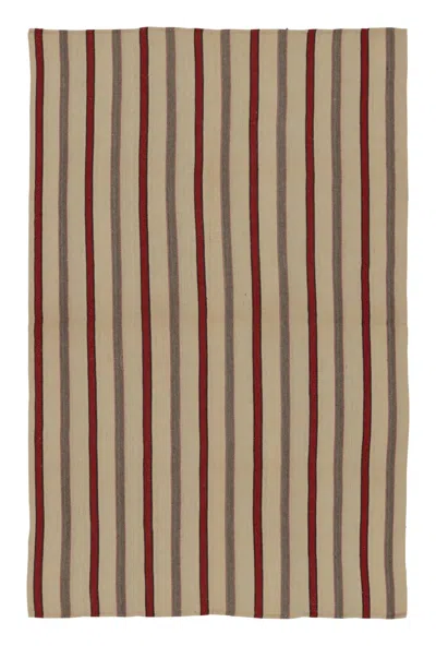 Pre-owned Rug & Kilim 's Contemporary Rez Kilim With Beige & Red Striped Design