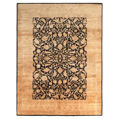 Pre-owned Rug & Kilim 's Contemporary Rug In Beige-brown And Black Floral Pattern