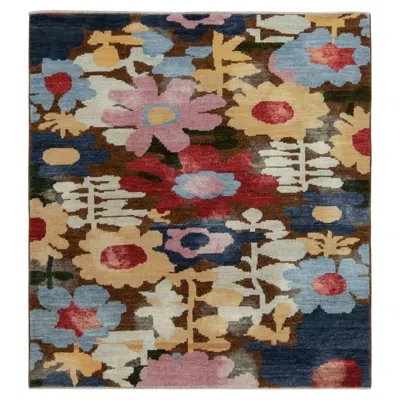 Pre-owned Rug & Kilim 's Contemporary Rug In Multicolor Floral Pattern In Brown