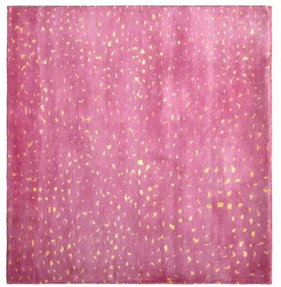 Pre-owned Rug & Kilim 's Contemporary Rug In Pink & Gold With Textured Abstract Design