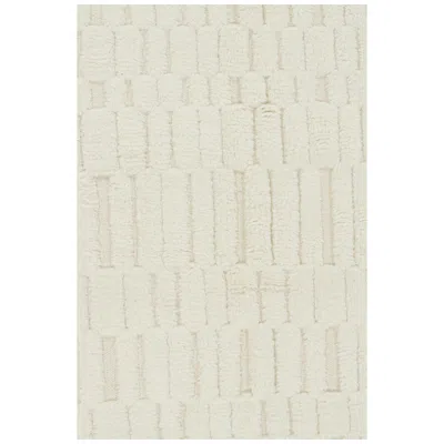 Pre-owned Rug & Kilim 's Contemporary Rug In White With High-low Geometric Patterns