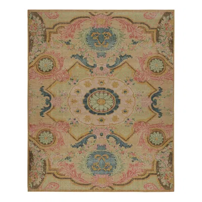 Pre-owned Rug & Kilim 's Contemporary Rug With Floral Patterns In Green, Blue And Pink