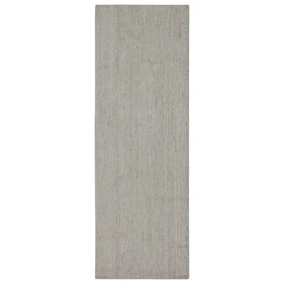 Pre-owned Rug & Kilim 's Contemporary Runner And Textural Rug In Solid Gray Striae