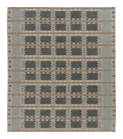 Pre-owned Rug & Kilim Contemporary Scandinavian Blue Taupe Wool Rug By , India