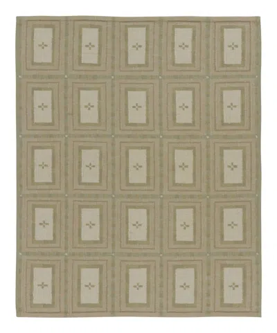 Pre-owned Rug & Kilim Contemporary Scandinavian Style Panel Geometric Rug By , India In Brown