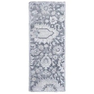 Pre-owned Rug & Kilim 's Contemporary Silver Gray Wool And Silk Rug