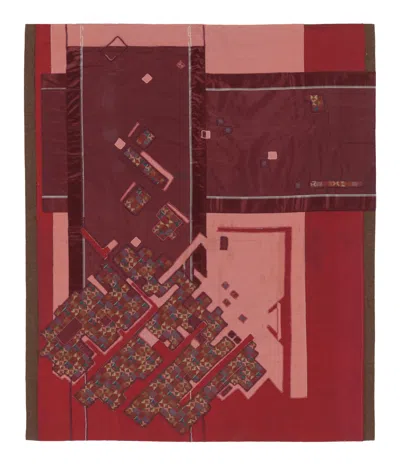Pre-owned Rug & Kilim 's Contemporary Tapestry With Structured Geometry In Rich Red & Pink