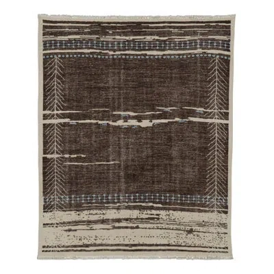 Rug & Kilim 's Contemporary Tribal Rug In Beige-brown With Geometric Patterns In Beige;green