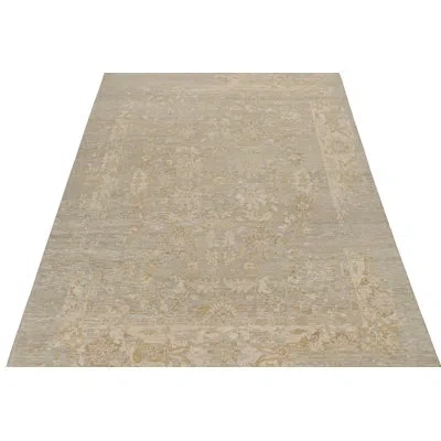 Rug & Kilim 's Custom Oushak Rug Design With Floral Patterns In Beige;silver;gray