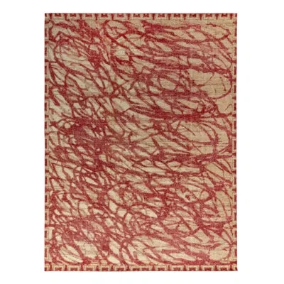 Rug & Kilim 's Distressed Abstract Rug In Beige, Red Geometric Pattern In Red;beige
