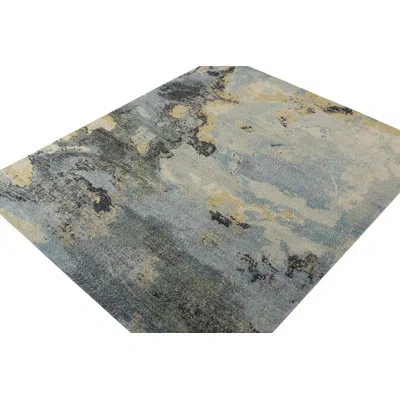 Rug & Kilim 's Distressed Abstract Rug In Blue Multicolor All Over Pattern In Blue;yellow;green