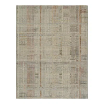 Rug & Kilim 's Distressed Abstract Rug In Polychromatic Geometric Pattern In Ivory;light Beige