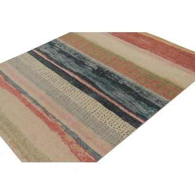 Rug & Kilim 's Distressed Abstract Rug In Polychromatic Pattern In Blue;beige;green