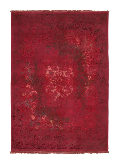 Pre-owned Rug & Kilim 's Distressed Contemporary Floral Rug Pair, In Bright Red & Pink Hues