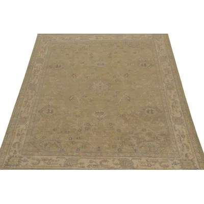 Rug & Kilim 's Distressed Custom Rug Design In Green With Beige And Blue Pattern In Blue;beige;green