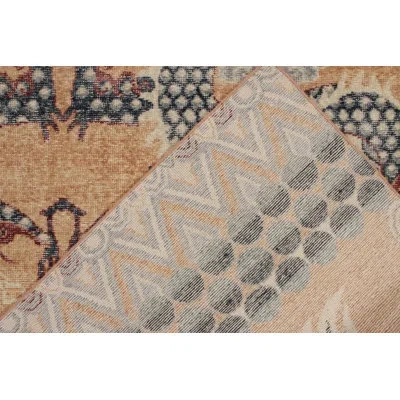 Rug & Kilim Distressed Dragon Rug In Blue, Gold Red, Pictorial By  In Blue;red;gold