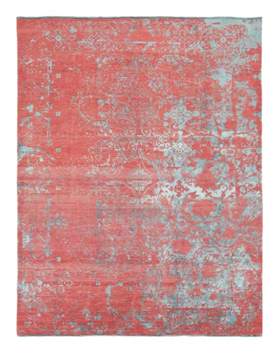 Pre-owned Rug & Kilim 's Distressed Modern Rug With Abstract Florals In Coral & Gray Hues In Red