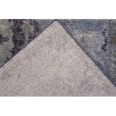 Rug & Kilim 's Distressed Oriental Rug In Blue Gray Medallion Pattern In Blue;gray