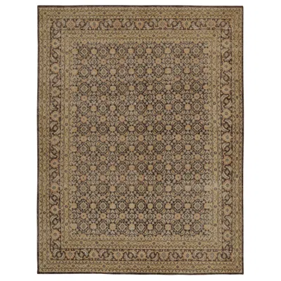 Pre-owned Rug & Kilim 's Distressed Persian Style Rug In Brown And Gold Floral Patterns