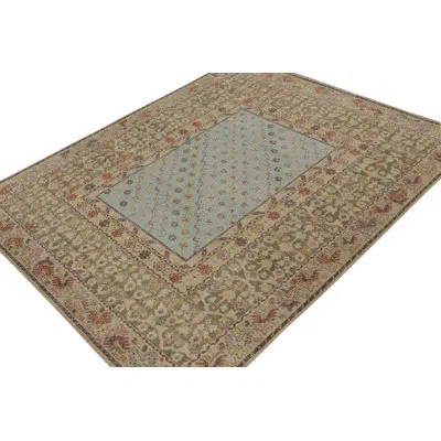 Rug & Kilim 's Distressed Rug In Blue And Green With Floral Patterns In Blue;green