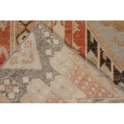 Rug & Kilim 's Distressed Rug In Red And Blue All Over Geometric Patterns In Blue;brown;red;beige